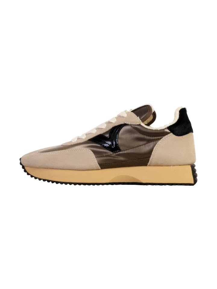 Niedrige Sneaker aus Leder Beige