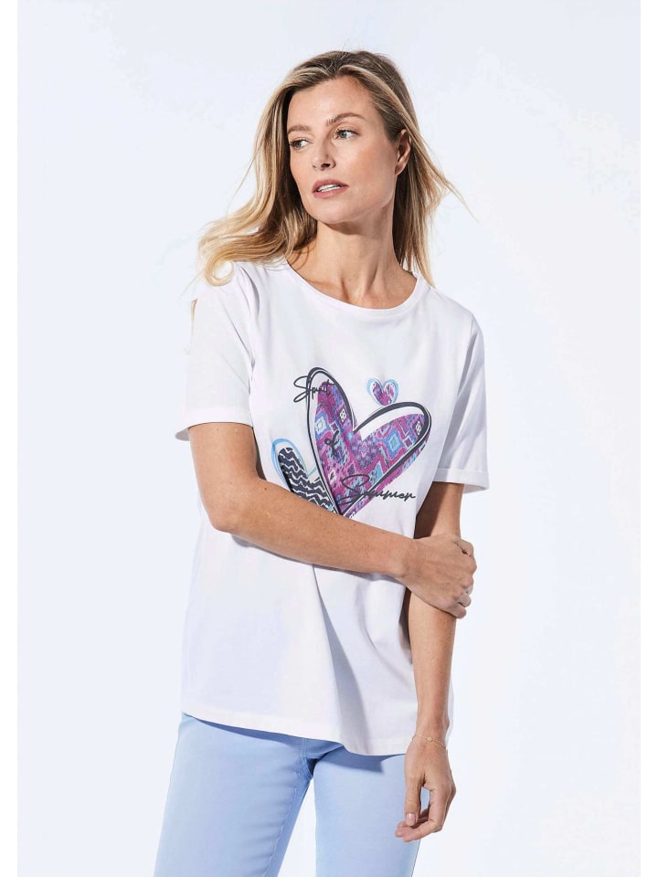 Kurzgröße: Jerseyshirt aus Druck in weiß / blau / gemustert