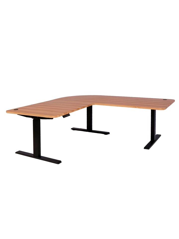 Eck-Schreibtisch D40, Eiche-Dekor, schwarz