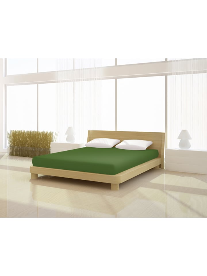 Spannbetttuch Jersey classic 90 - 100 x 200 cm in olivengrün