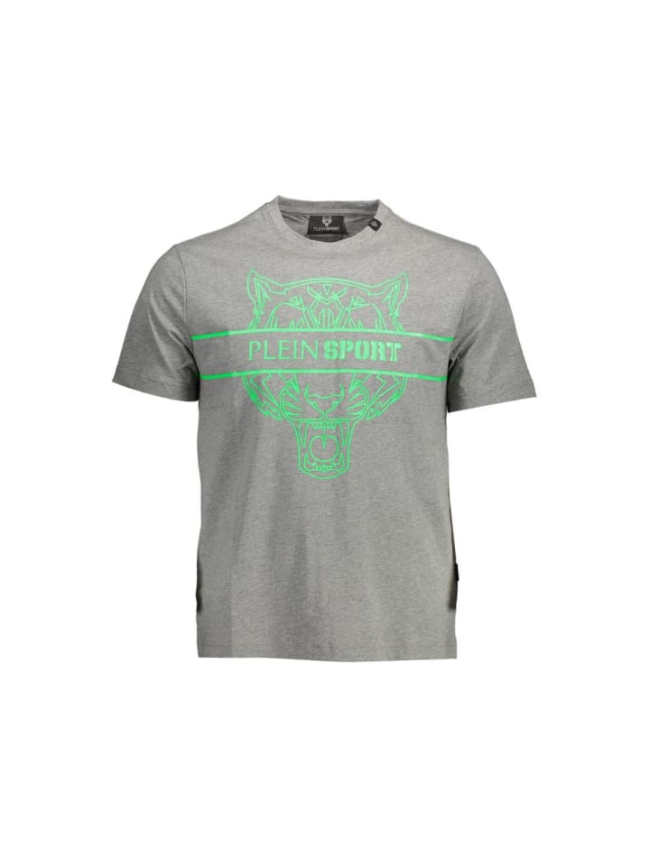 Grau Baumwolle Herren T-Shirt mit Kontrastierend Details