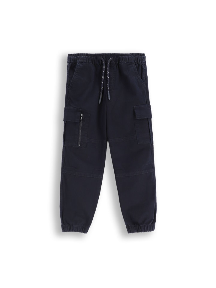 Schlanke Stoffhose in dunkelblau