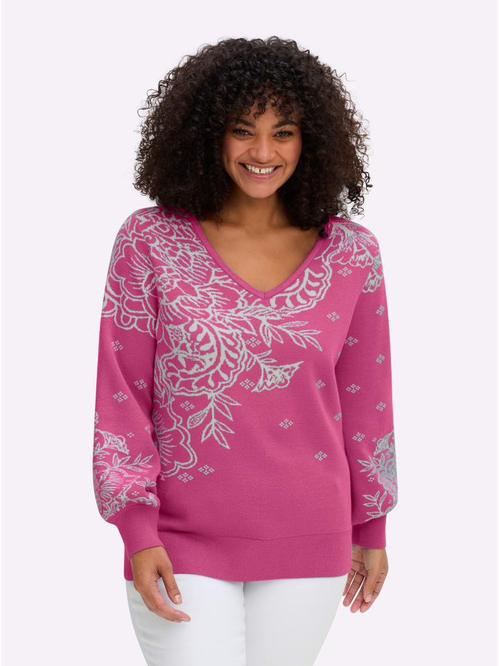 Pullover in pink-fuchsia-gemustert