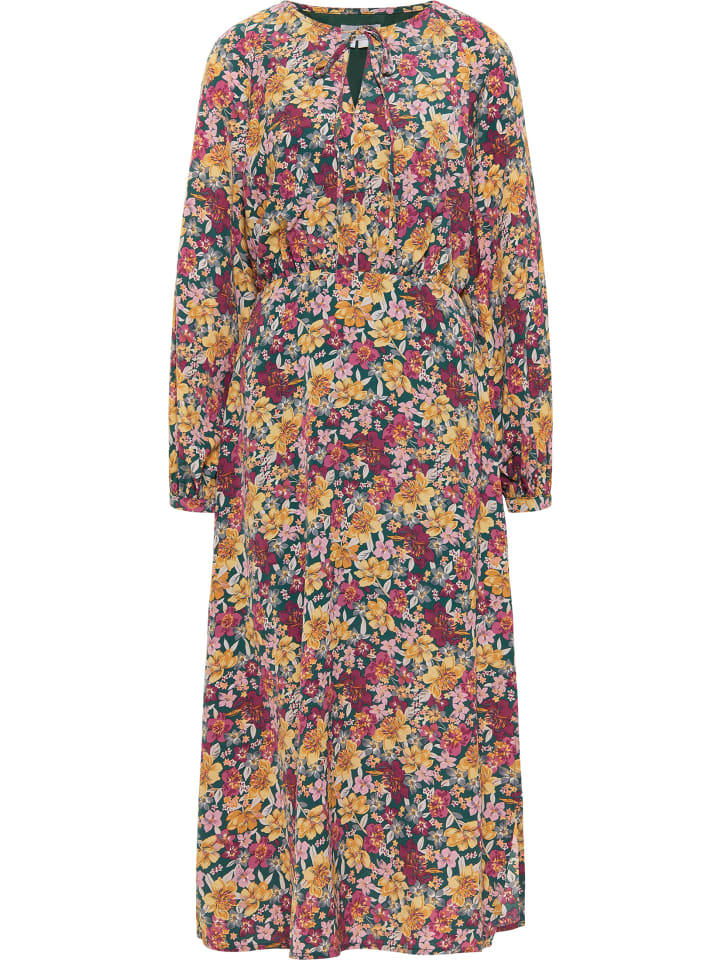 Damen Maxikleid Mit Blumenprint in Grün Mehrfarbig