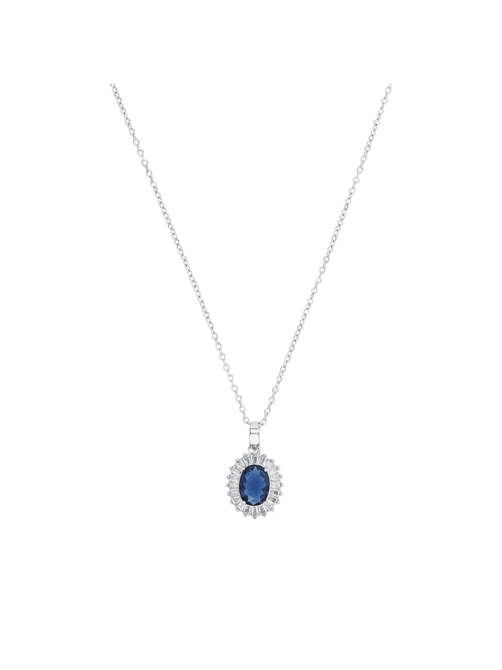 Kette mit Anhänger Silber 925, rhodiniert in Blau
