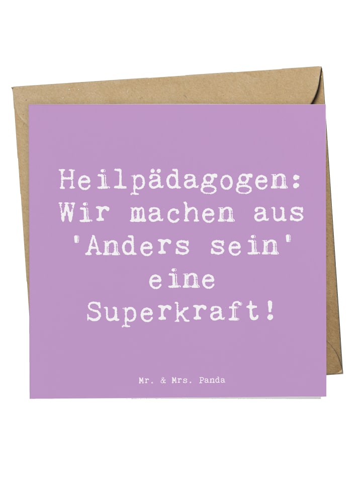 Klappkarte Spruch Heilpädagogin Superkraft mit ... in Lavendeltraum