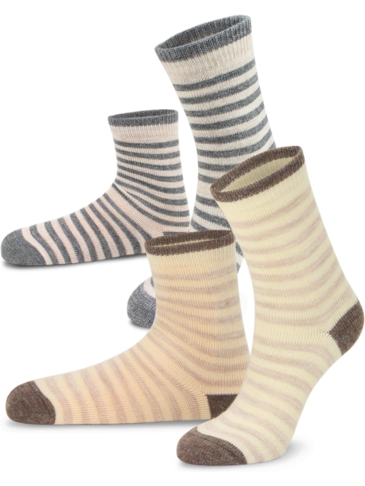 2 Paar Kinder Alpaka Socken in Hell-sortiert
