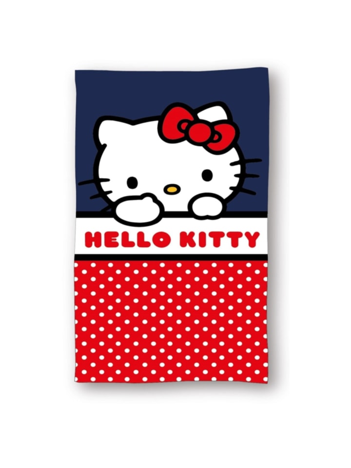 Hello Kitty Badehandtuch Strandtuch 70x140 cm aus Baumwolle in Rot