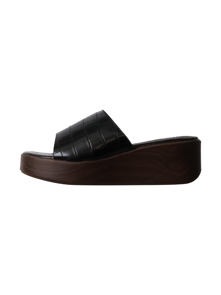 Sandalen mit Keilabsatz zum Hineinschlüpfen Schwarz