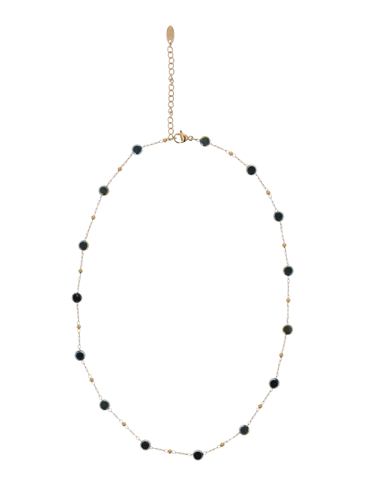 Women Chain Necklace in Gold Grey Green