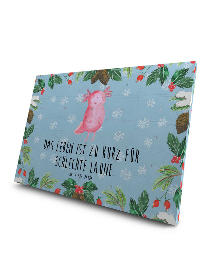 Advents-Teekalender Axolotl Glücklich mit Spruch in Eisblau