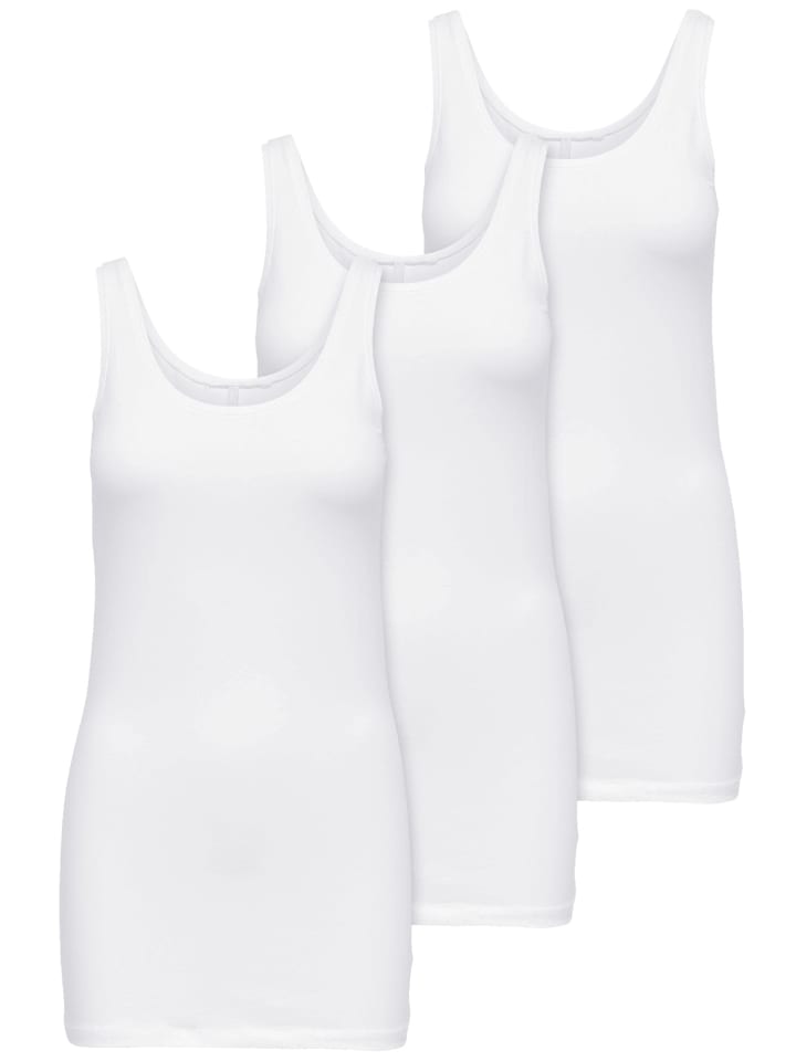 3er-Set New Long Tank Top in Weiß (White)