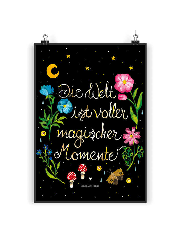 Poster Magische Welt mit Spruch in Bunt