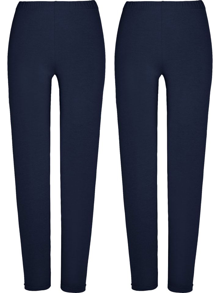 Single-Jersey Leggings, lang 2er-Pack in marine/marine