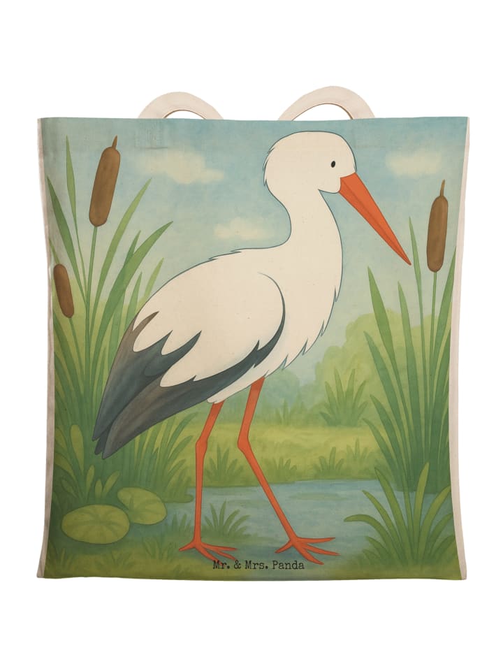 Umhängetasche Storch Design ohne Spruch in Weiß