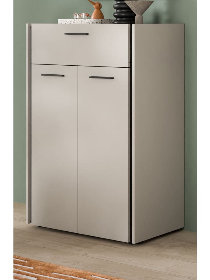 Schuhschrank in kaschmir 75 x 106 cm, Flurschrank mit Soft-Close
