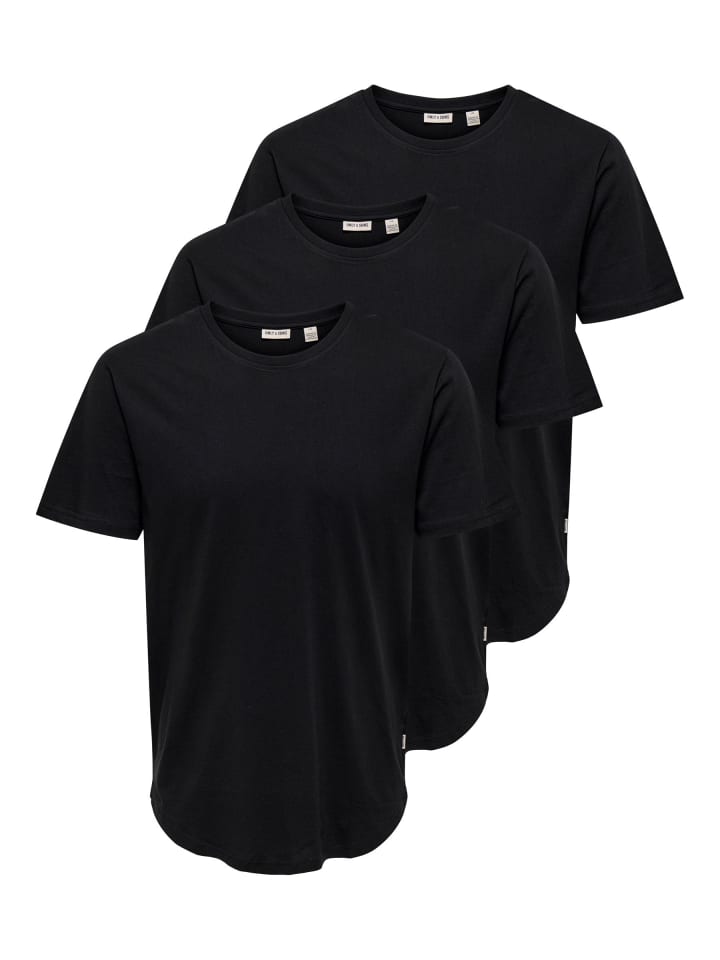 3er-Pack T-shirt in Black