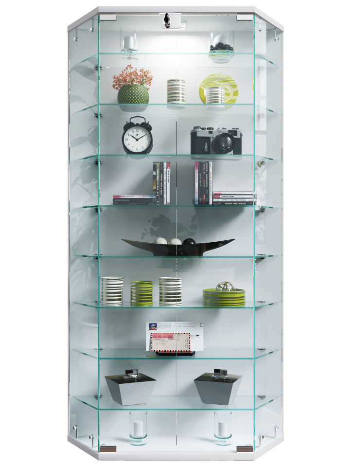 Wandvitrine Hängevitrine Glasvitrine Benila XL in Weiß