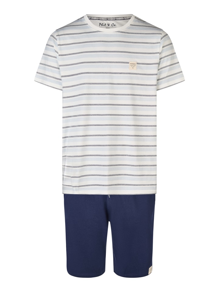 Pyjama Shorty in streifen-dunkelblau