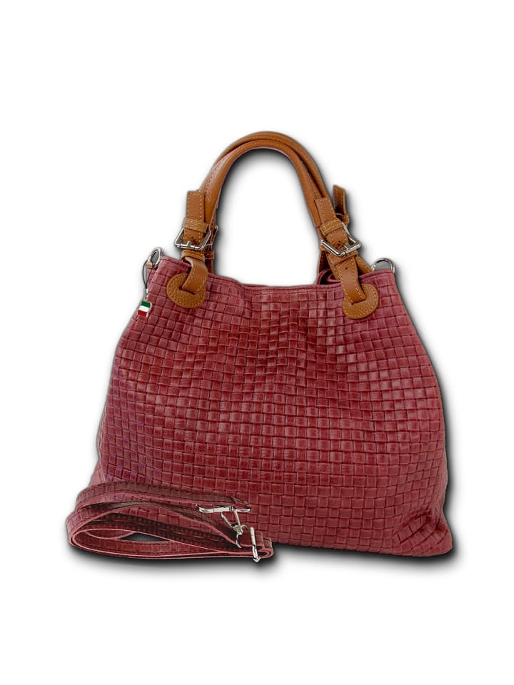 Leder Handtasche, Umhängetasche Florence Tasche dunkelrot, bordeaux ca. 31cm