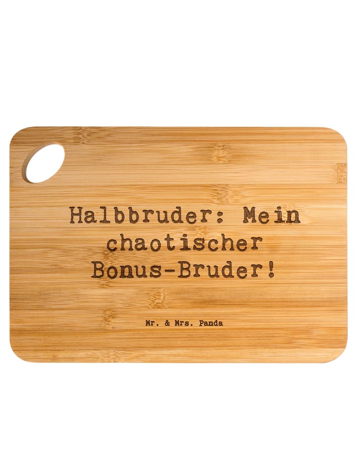 Schneidbrett Spruch Halbbruder Chaos mit Spruch in Braun