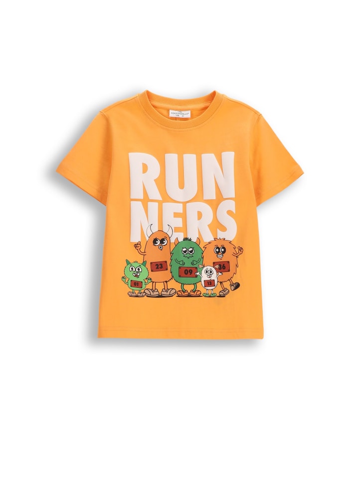 Baumwoll-T-Shirt mit kurzen Ärmeln in orange