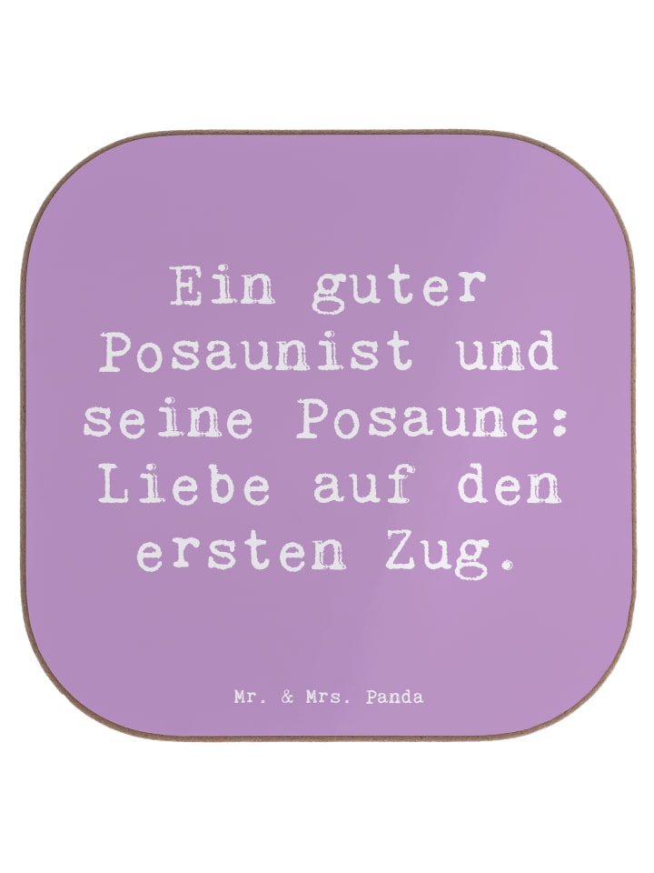 Glasuntersetzer Spruch Posaune Liebe mit Spruch in Lavendeltraum