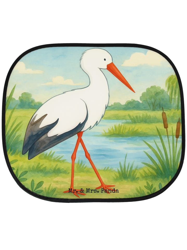 Sonnenblende Storch Design ohne Spruch in Weiß