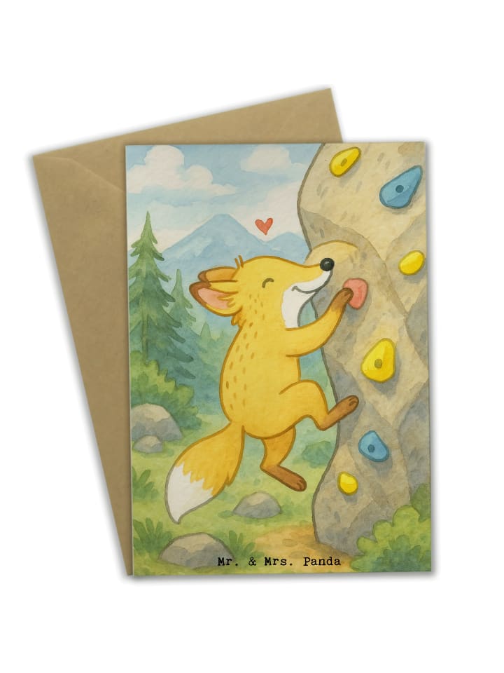 Grußkarte Fuchs Bouldern Design ohne Spruch in Weiß