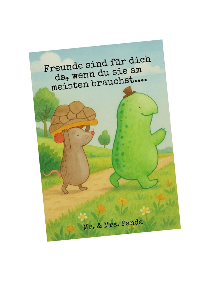 Grußkarte Schildkröte Maus Design mit Spruch in Weiß