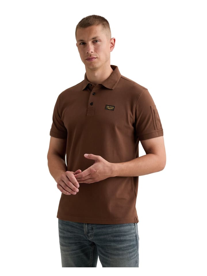 Poloshirt SHORT SLEEVE POLO AMERICAN CLASSIC in Braun