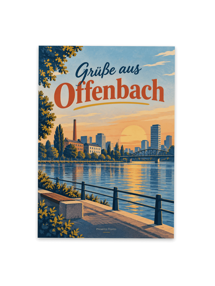 Postkarte Stadtbild nostalgisch Design mit Spruch in Weiß