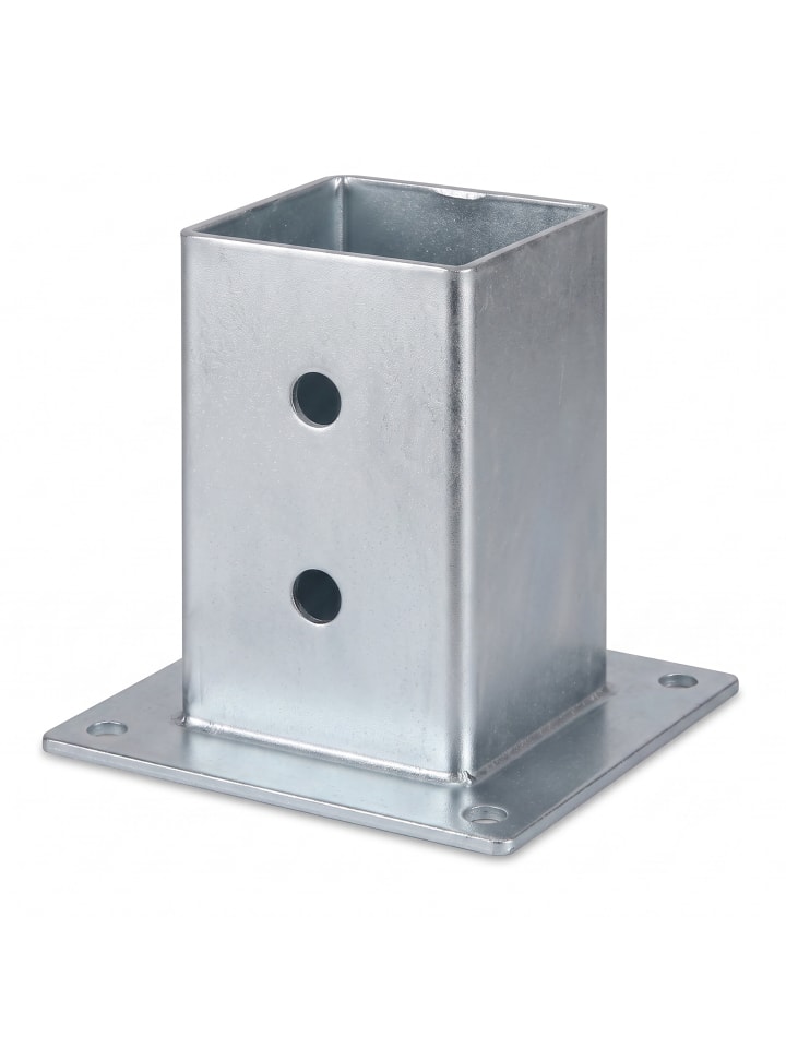 4 x Pfostenträger in Silber - 9 x 9 cm