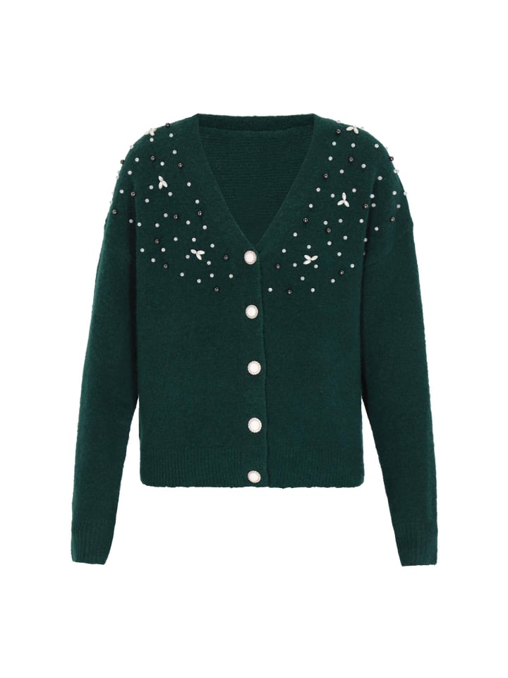 Women Cardigan in Dark Green Melange