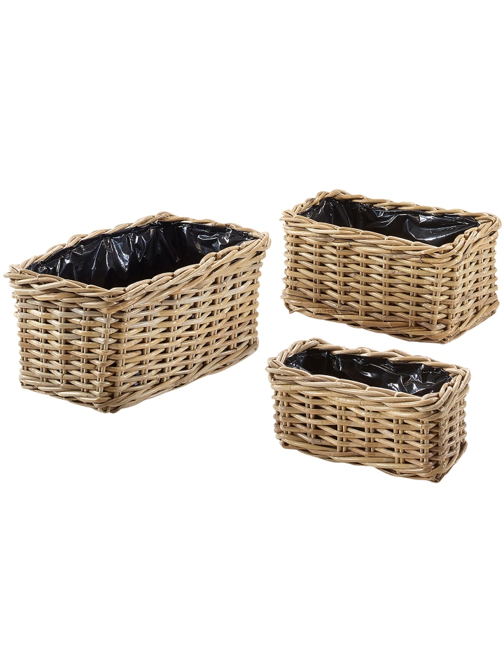 3tlg. Set Blumentopf PFLANZKUBU24 in Grau