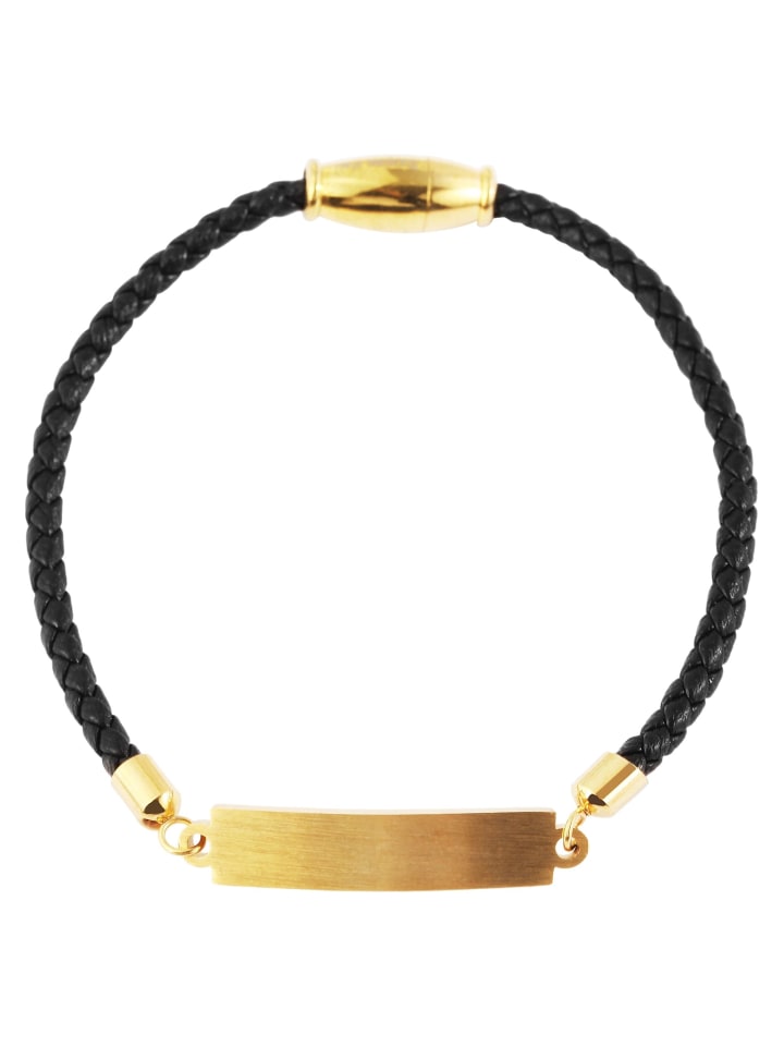 Damen Armband – Armreif aus Leder 17 cm in schwarz