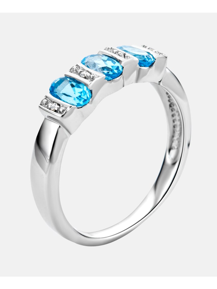Ring aus 375 Weißgold mit Diamant mit Topas