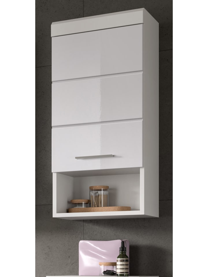 Hängeschrank weiß Hochglanz 37 x 79 cm, Badschrank hängend