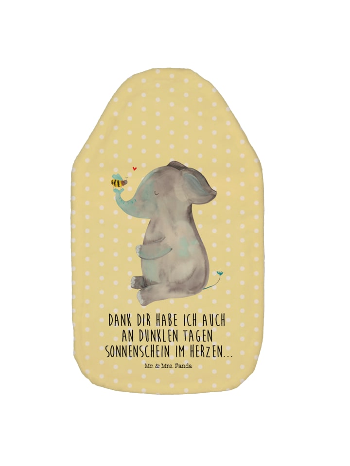 Wärmflasche Elefant Biene mit Spruch in Gelb Pastell
