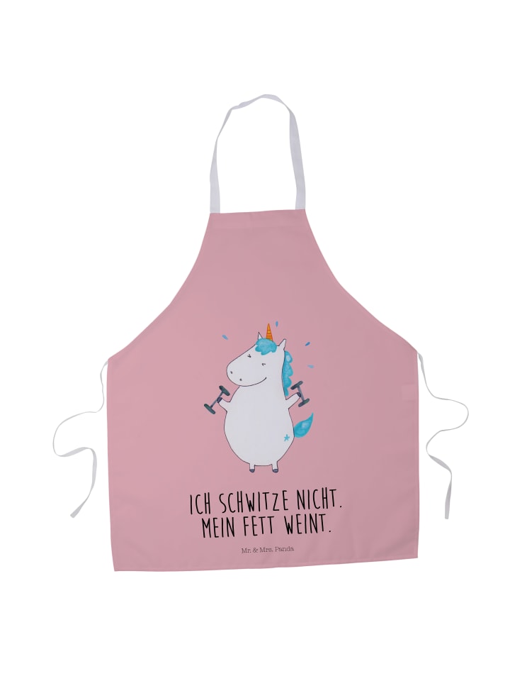 Grillschürze Einhorn Fitness mit Spruch in Rot Pastell
