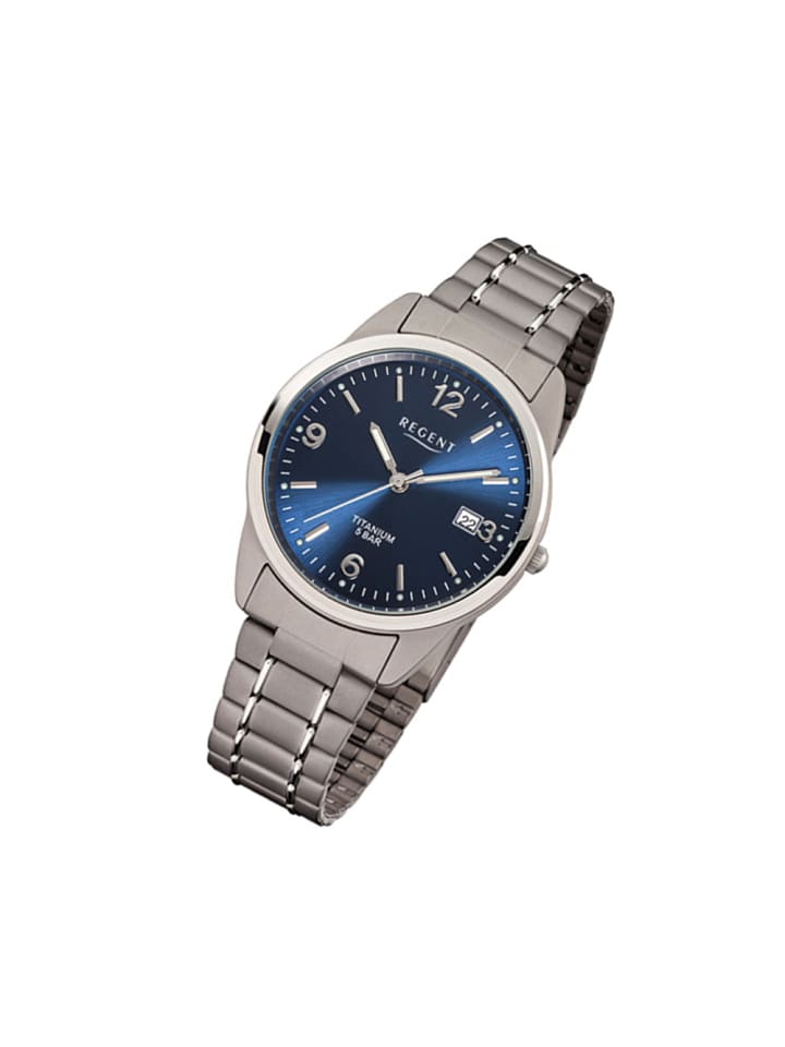 Analog-Armbanduhr Regent Titan-Uhren silber, grau mittel (ca. 36mm)