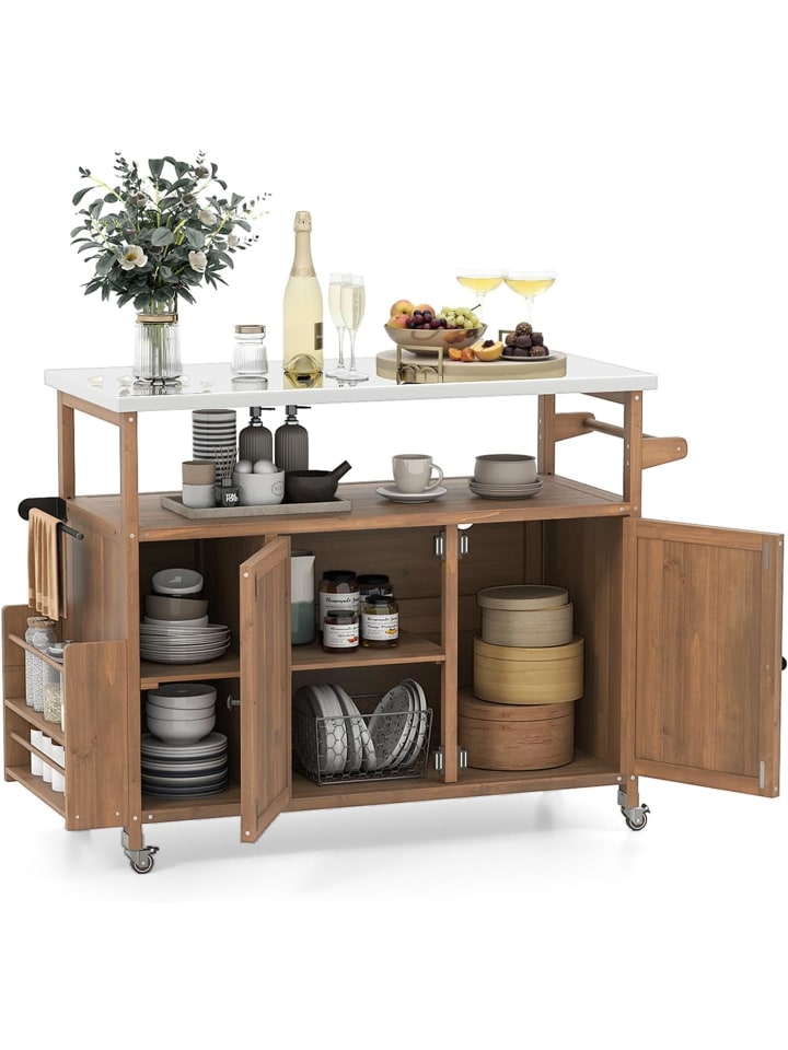 Grillwagen Outdoor Servierwagen 130 x 47 x 92 cm in Braun