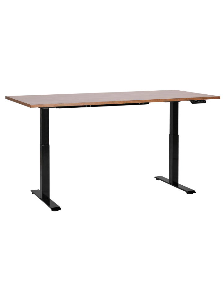 Höhenverstellbarer Schreibtisch DESTINES in Braun/Schwarz