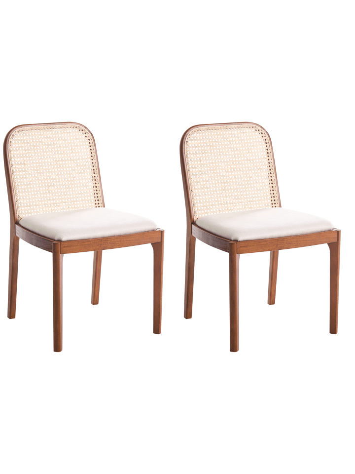 2er-Set Esszimmerstuhl EDINA in Braun/Beige