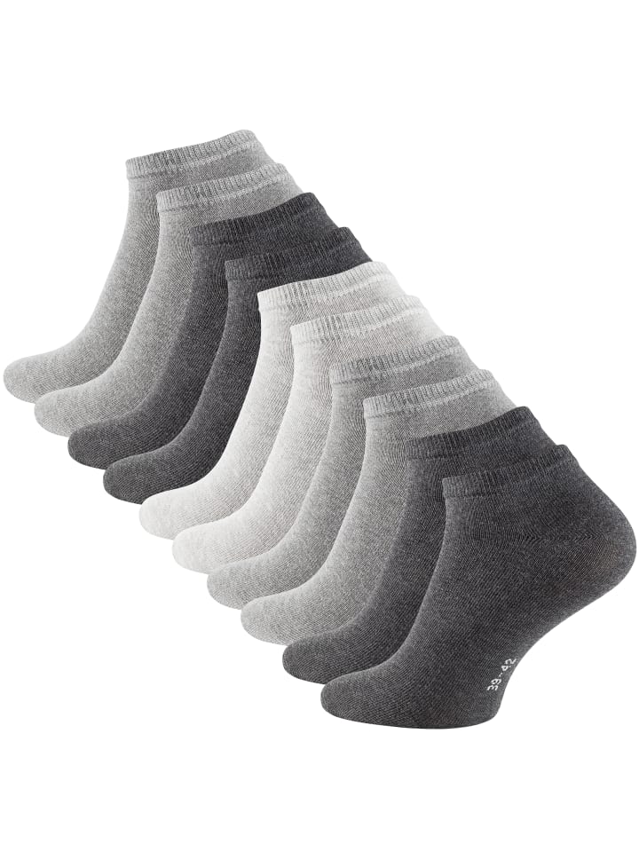 Essentials Sneaker-Socken 10 Paar in Grautöne-Mix