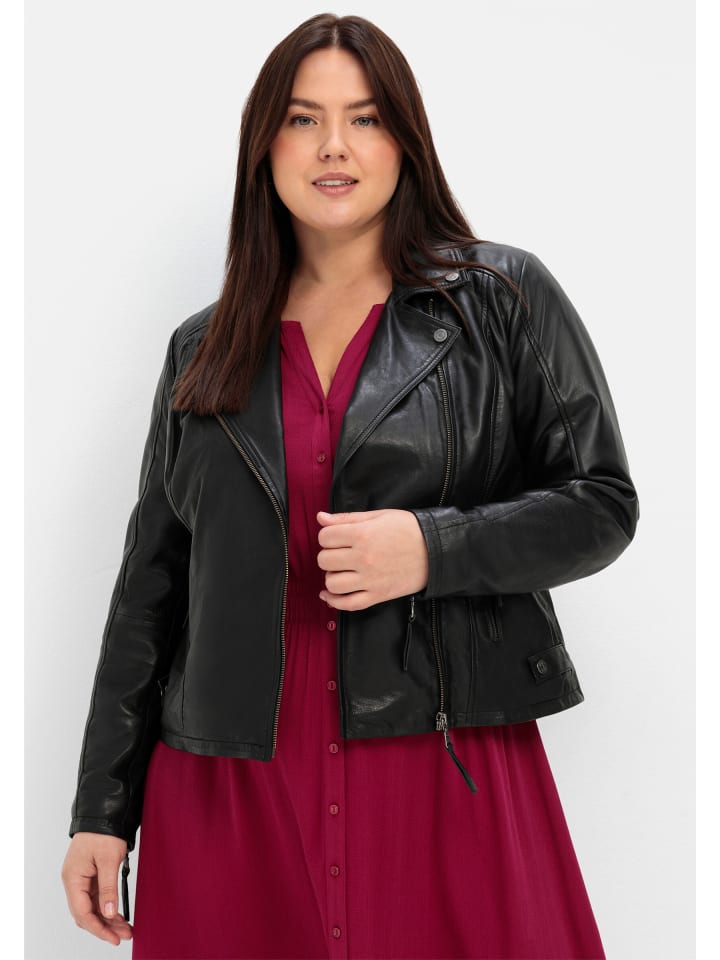 Leder-Jacke in schwarz