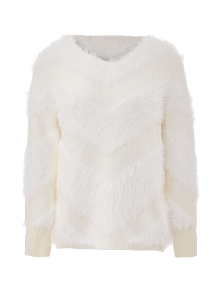Damen Strickpullover in Wollweiss