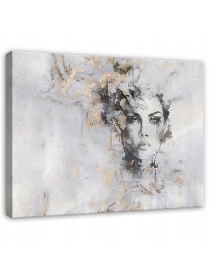 Leinwandbild Frau in Beige