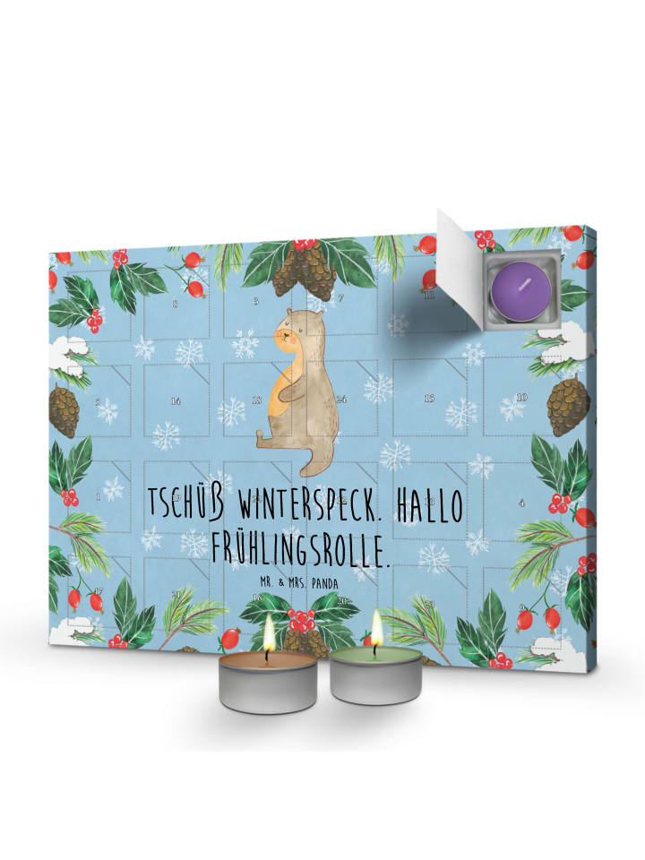Adventskalender Otter Bauch mit Spruch in Eisblau