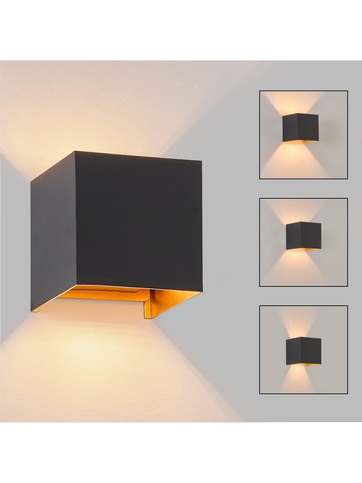 Wandleuchte LED 1-flammige G9 in schwarzgold 3000K warmweiß IP65 Flurlampe